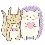 エゾリスのヒーとハリネズミのアン